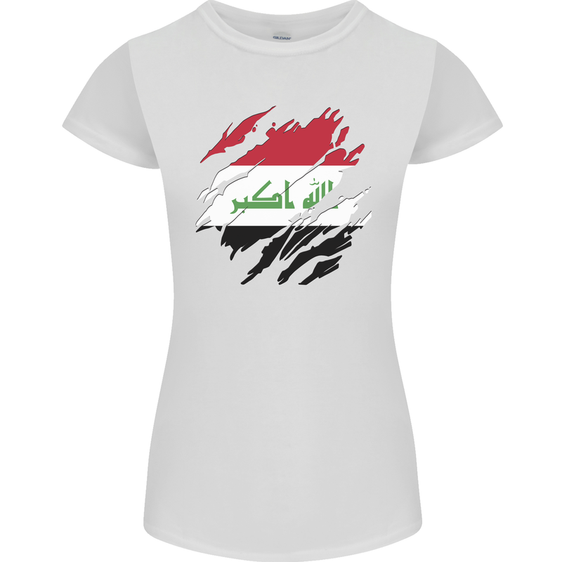 Torn Iraq Flag Iraqi Day Football Womens Petite Cut T-Shirt White