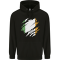 Torn Ireland Flag Irish St Patricks Day Football Childrens Kids Hoodie Black