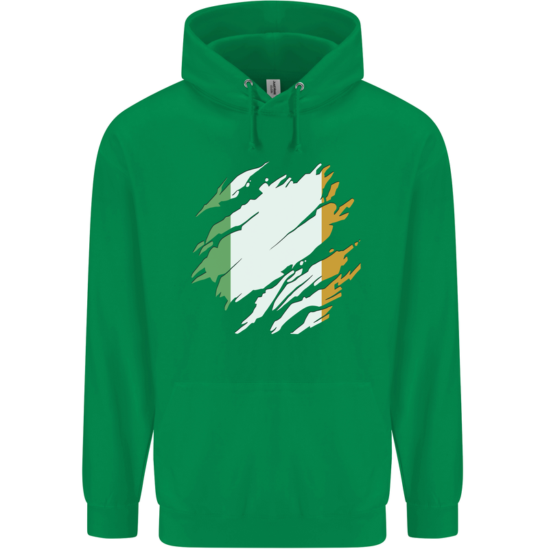 Torn Ireland Flag Irish St Patricks Day Football Childrens Kids Hoodie Irish Green