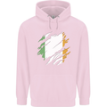 Torn Ireland Flag Irish St Patricks Day Football Childrens Kids Hoodie Light Pink