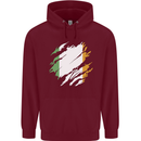 Torn Ireland Flag Irish St Patricks Day Football Childrens Kids Hoodie Maroon