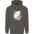 Torn Ireland Flag Irish St Patricks Day Football Childrens Kids Hoodie Storm Grey