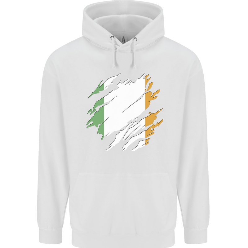 Torn Ireland Flag Irish St Patricks Day Football Childrens Kids Hoodie White