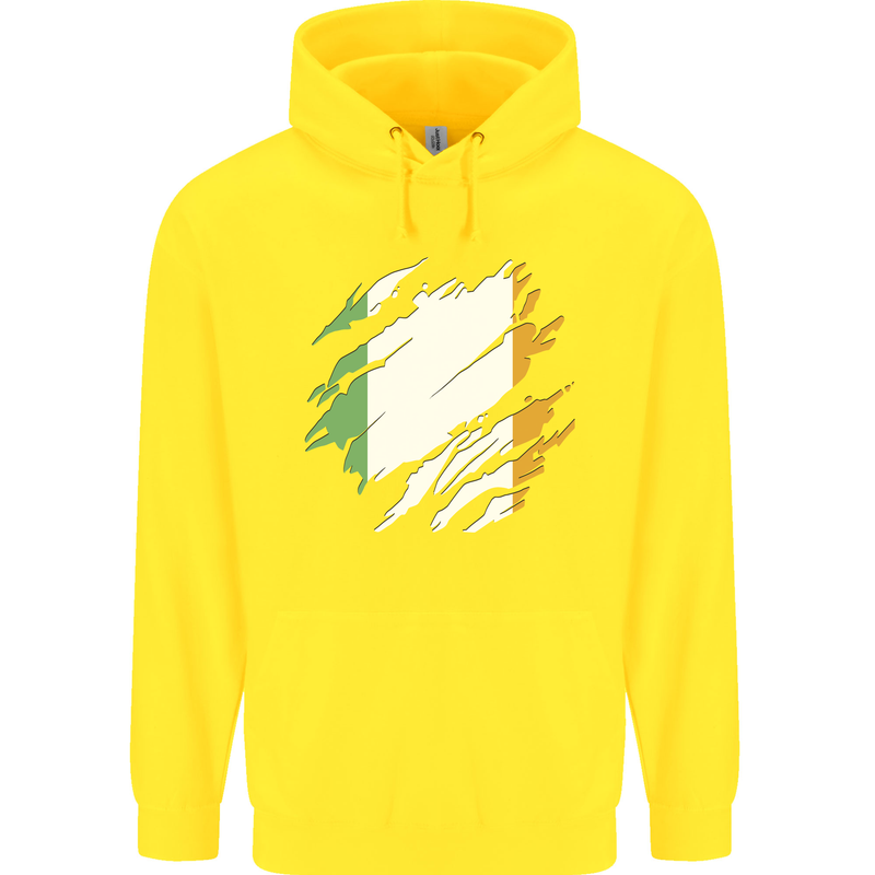 Torn Ireland Flag Irish St Patricks Day Football Childrens Kids Hoodie Yellow