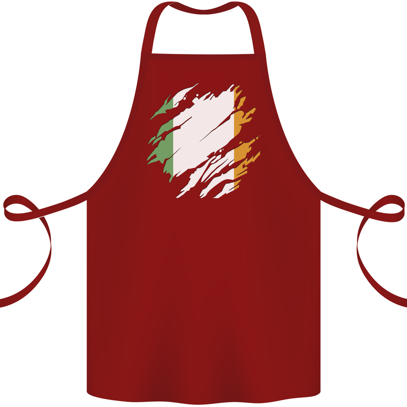 Torn Ireland Flag Irish St Patricks Day Football Cotton Apron 100% Organic Maroon