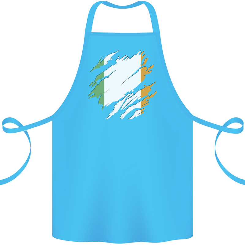 Torn Ireland Flag Irish St Patricks Day Football Cotton Apron 100% Organic Turquoise