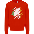 Torn Ireland Flag Irish St Patricks Day Football Kids Sweatshirt Jumper Bright Red