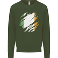 Torn Ireland Flag Irish St Patricks Day Football Kids Sweatshirt Jumper Forest Green