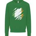 Torn Ireland Flag Irish St Patricks Day Football Kids Sweatshirt Jumper Irish Green