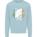 Torn Ireland Flag Irish St Patricks Day Football Kids Sweatshirt Jumper Light Blue