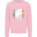 Torn Ireland Flag Irish St Patricks Day Football Kids Sweatshirt Jumper Light Pink