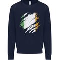 Torn Ireland Flag Irish St Patricks Day Football Kids Sweatshirt Jumper Navy Blue