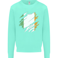 Torn Ireland Flag Irish St Patricks Day Football Kids Sweatshirt Jumper Peppermint