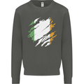 Torn Ireland Flag Irish St Patricks Day Football Kids Sweatshirt Jumper Storm Grey