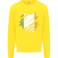 Torn Ireland Flag Irish St Patricks Day Football Kids Sweatshirt Jumper Yellow