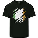 Torn Ireland Flag Irish St Patricks Day Football Kids T-Shirt Childrens Black