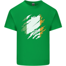 Torn Ireland Flag Irish St Patricks Day Football Kids T-Shirt Childrens Irish Green