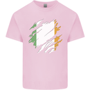 Torn Ireland Flag Irish St Patricks Day Football Kids T-Shirt Childrens Light Pink