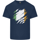 Torn Ireland Flag Irish St Patricks Day Football Kids T-Shirt Childrens Navy Blue