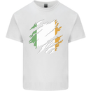 Torn Ireland Flag Irish St Patricks Day Football Kids T-Shirt Childrens White