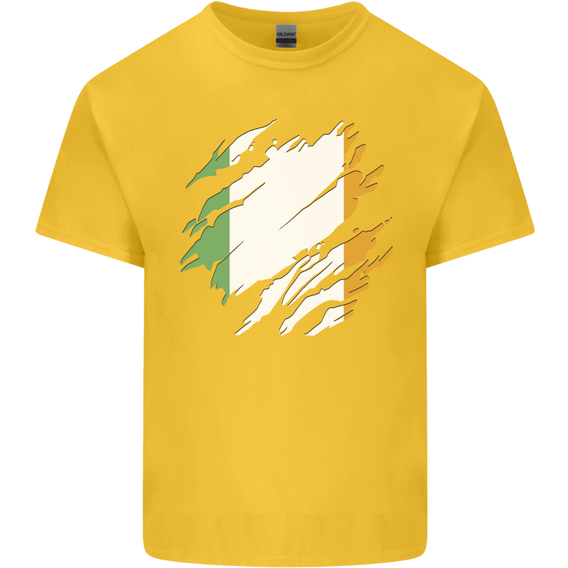 Torn Ireland Flag Irish St Patricks Day Football Kids T-Shirt Childrens Yellow