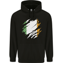 Torn Ireland Flag Irish St Patricks Day Football Mens 80% Cotton Hoodie Black