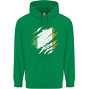 Torn Ireland Flag Irish St Patricks Day Football Mens 80% Cotton Hoodie Irish Green