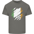 Torn Ireland Flag Irish St Patricks Day Football Mens Cotton T-Shirt Tee Top Charcoal