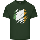 Torn Ireland Flag Irish St Patricks Day Football Mens Cotton T-Shirt Tee Top Forest Green