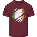 Torn Ireland Flag Irish St Patricks Day Football Mens Cotton T-Shirt Tee Top Maroon