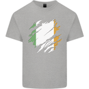 Torn Ireland Flag Irish St Patricks Day Football Mens Cotton T-Shirt Tee Top Sports Grey