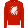 Torn Ireland Flag Irish St Patricks Day Football Mens Sweatshirt Jumper Bright Red