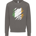 Torn Ireland Flag Irish St Patricks Day Football Mens Sweatshirt Jumper Charcoal