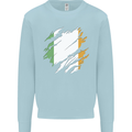 Torn Ireland Flag Irish St Patricks Day Football Mens Sweatshirt Jumper Light Blue