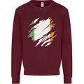 Torn Ireland Flag Irish St Patricks Day Football Mens Sweatshirt Jumper Maroon
