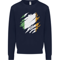 Torn Ireland Flag Irish St Patricks Day Football Mens Sweatshirt Jumper Navy Blue
