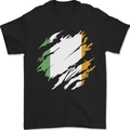 Torn Ireland Flag Irish St Patricks Day Football Mens T-Shirt 100% Cotton Black