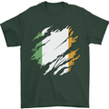 Torn Ireland Flag Irish St Patricks Day Football Mens T-Shirt 100% Cotton Forest Green