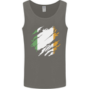 Torn Ireland Flag Irish St Patricks Day Football Mens Vest Tank Top Charcoal