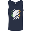 Torn Ireland Flag Irish St Patricks Day Football Mens Vest Tank Top Navy Blue