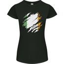 Torn Ireland Flag Irish St Patricks Day Football Womens Petite Cut T-Shirt Black