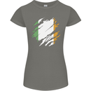Torn Ireland Flag Irish St Patricks Day Football Womens Petite Cut T-Shirt Charcoal
