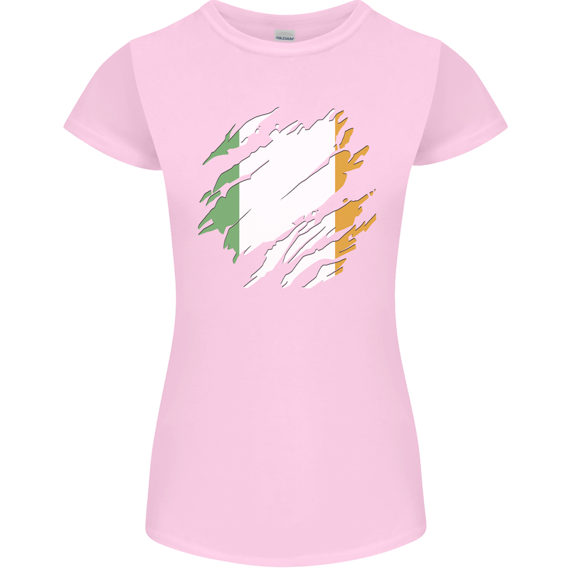 Torn Ireland Flag Irish St Patricks Day Football Womens Petite Cut T-Shirt Light Pink