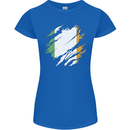 Torn Ireland Flag Irish St Patricks Day Football Womens Petite Cut T-Shirt Royal Blue