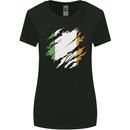 Torn Ireland Flag Irish St Patricks Day Football Womens Wider Cut T-Shirt Black
