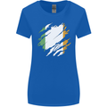 Torn Ireland Flag Irish St Patricks Day Football Womens Wider Cut T-Shirt Royal Blue