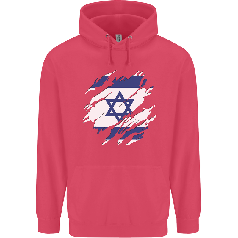 Torn Israel Flag Israeli Day Football Childrens Kids Hoodie Heliconia