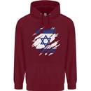 Torn Israel Flag Israeli Day Football Childrens Kids Hoodie Maroon