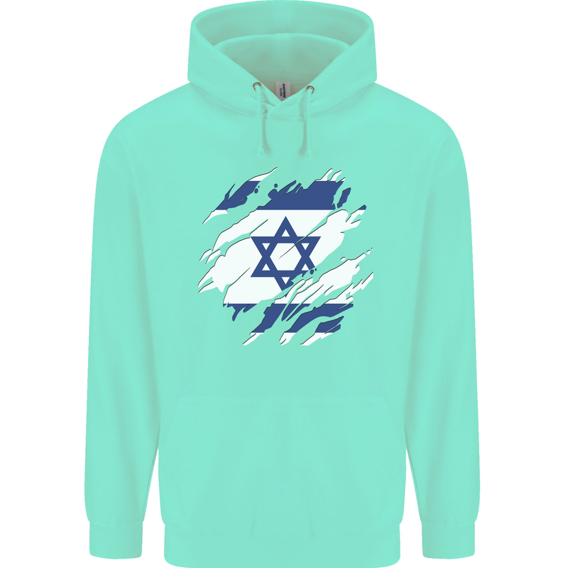 Torn Israel Flag Israeli Day Football Childrens Kids Hoodie Peppermint