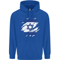 Torn Israel Flag Israeli Day Football Childrens Kids Hoodie Royal Blue